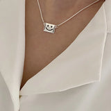 925 Silver Smile Face Chain Choker Necklace For Women Fine Jewelry