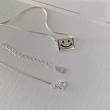 925 Silver Smile Face Chain Choker Necklace For Women Fine Jewelry