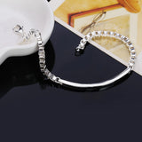 925 Sterling Silver Square Women Bracelets Hand Jewelry