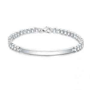 925 Sterling Silver Square Women Bracelets Hand Jewelry