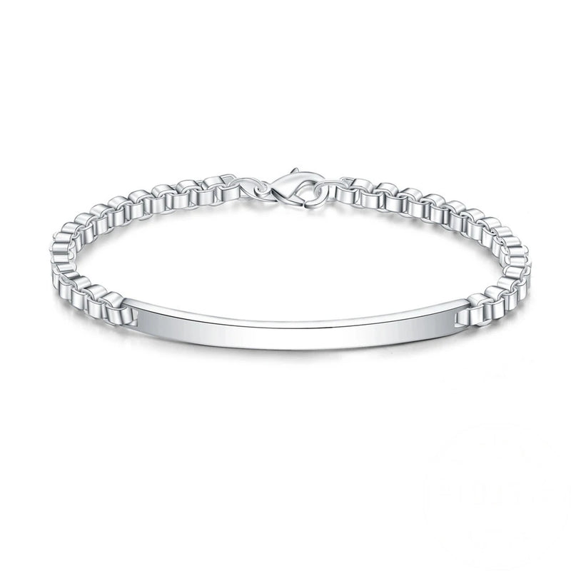 925 Sterling Silver Square Women Bracelets Hand Jewelry