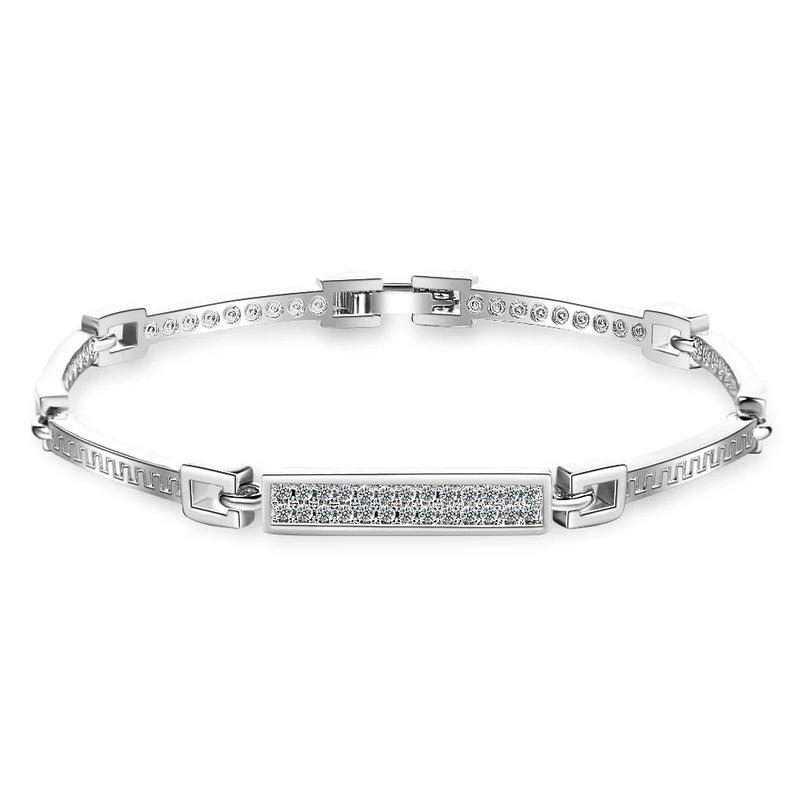 925 Silver Square Zircon Tennis Bracelet Chain Splice BSB101