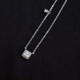 925 Silver Zirconia Necklace Geometric Pendant Choker for Women