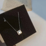 925 Silver Zirconia Necklace Geometric Pendant Choker for Women