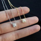 925 Silver Zirconia Necklace Geometric Pendant Choker for Women