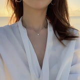 925 Silver Zirconia Necklace Geometric Pendant Choker for Women