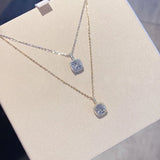 925 Silver Square Zirconia Necklace Geometric Shape Choker Gift