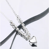 925 Sterling Silver Stacking Beads Love Heart Necklace for Women