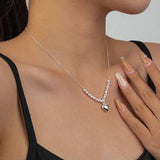 925 Sterling Silver Stacking Beads Love Heart Necklace for Women