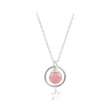 925 Silver Star Bead Necklace Strawberry Crystal Moonstone Chain
