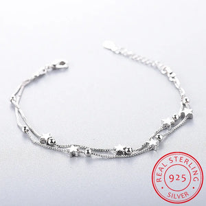 925 Silver Star Bracelets Double Layer Chain Bracelet For Women