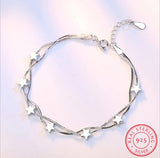 925 Silver Star Bracelets Double Layer Chain Bracelet For Women