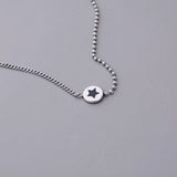 925 Silver Star Chain Choker Necklace Retro Vintage Fine Jewelry
