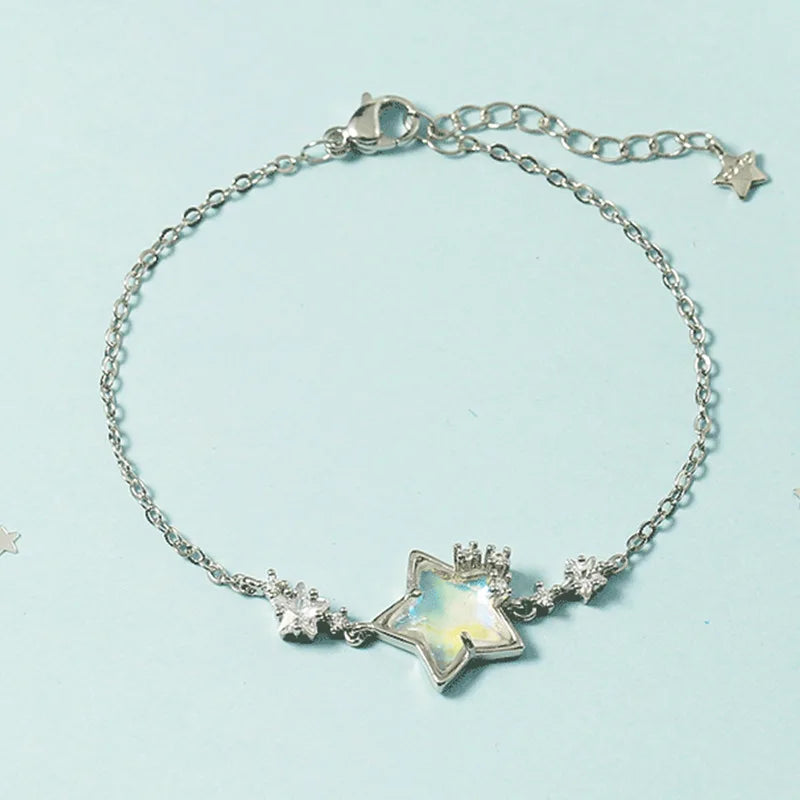 925 Silver Star Charm Bracelet Bangle Party Jewelry