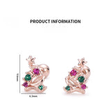 925 Silver Star Christmas Tree Stud Earrings Zircon Inlay Lady Jewelry Gift