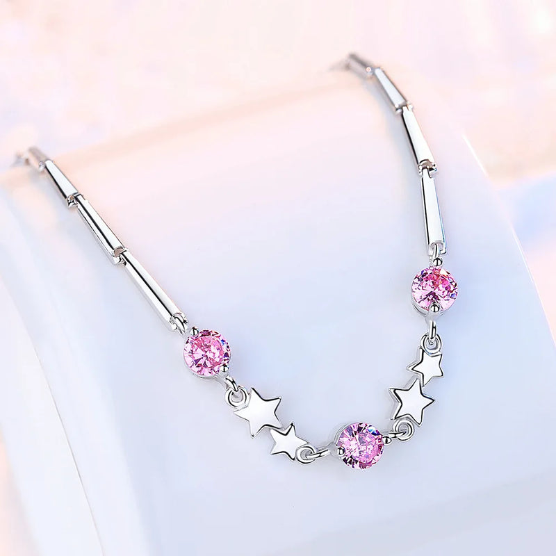 925 Silver Star Crystal Bracelet Women Accessories