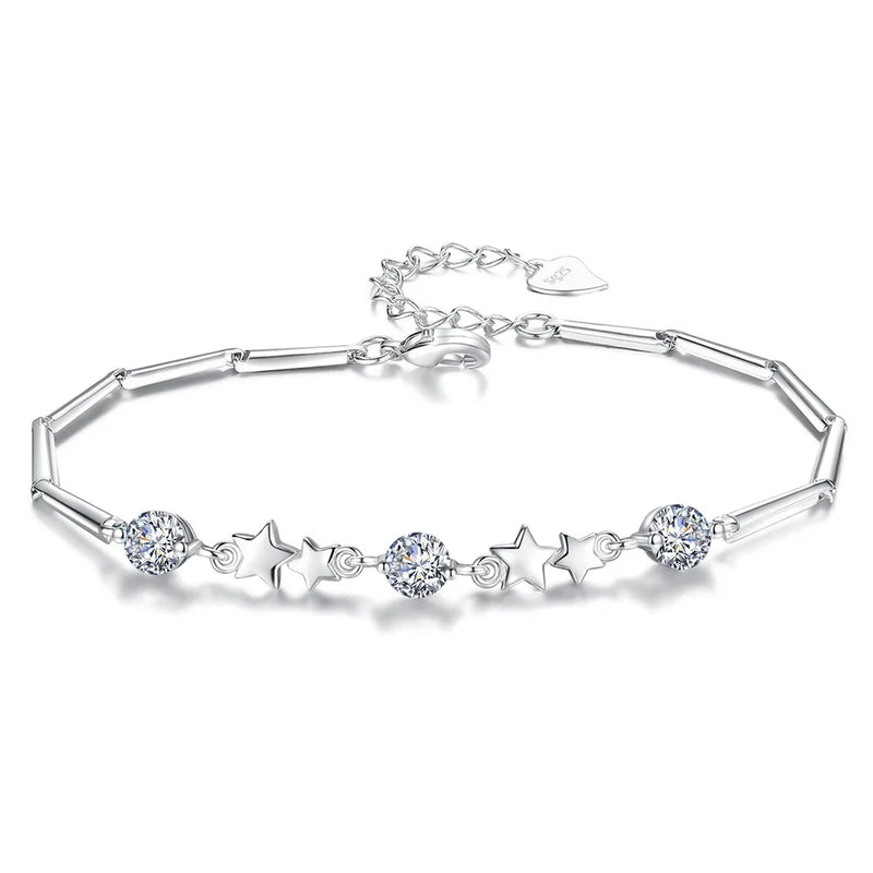 925 Silver Star Crystal Bracelet for Women