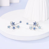 925 Silver Star Evil Eyes Earrings Sparkling Zircon Ear Studs