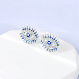 925 Silver Star Evil Eyes Earrings Sparkling Zircon Ear Studs