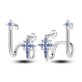 925 Silver Star Evil Eyes Earrings Sparkling Zircon Ear Studs