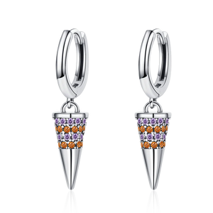 925 Silver Star Hoop Earrings Zircon Wedding Party Jewelry for Women