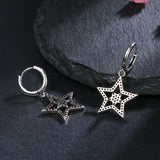 925 Silver Star Hoop Earrings Zircon Wedding Party Jewelry for Women