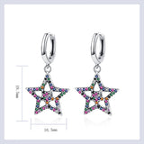 925 Silver Star Hoop Earrings Zircon Wedding Party Jewelry for Women
