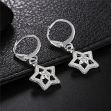 925 Silver Star Hoop Earrings For Women Girls Gift Jewelry