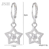 925 Silver Star Hoop Earrings For Women Girls Gift Jewelry