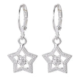 925 Silver Star Hoop Earrings For Women Girls Gift Jewelry