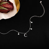 925 Silver Star Moon Anklet Summer Tide Couple Model Net Red Women's Foot Chain