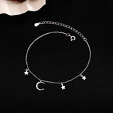 925 Silver Star Moon Anklet Summer Tide Couple Model Net Red Women's Foot Chain