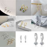 925 Silver Star Moon Earrings Glamorous Birthday Gift Women Fine Jewel