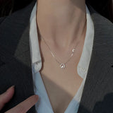 925 Silver Star Moon Necklace Zircon Pendant Elegant Clavicle Chain