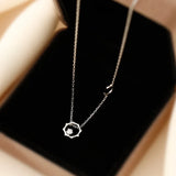 925 Silver Star Moon Necklace Zircon Moon Pendant Clavicle Chain