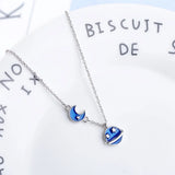925 Silver Star Moon Pendants Necklaces Female Jewelry