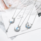 925 Silver Star Moon Tassel Necklace with Zircon Water-Drop Jewelry
