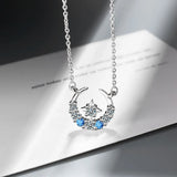 925 Silver Star Moon Tassel Necklace with Zircon Water-Drop Jewelry