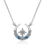 925 Silver Star Moon Tassel Necklace with Zircon Water-Drop Jewelry
