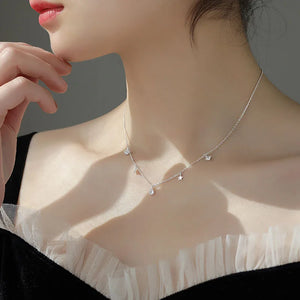 925 Silver Star Moon Necklace Zircon Choker Women Jewelry
