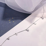 925 Silver Star Moon Necklace Zircon Choker Women Jewelry