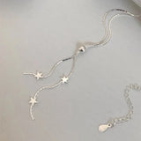 925 Sterling Silver Star Necklace Adjustable Length Charm Pendant Joker Choker