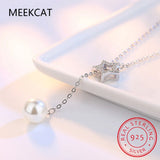 925 Silver Star Necklace Tassel Pearl Clavicle Chain Retro Long Sweater Chain