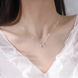 925 Silver Star Necklace Flashing Diamond Moon Pendant
