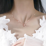 925 Silver Star Necklace Flashing Diamond Moon Pendant