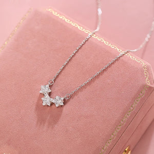 925 Silver Star Necklace Women's Five Pointed Zircon Pendant