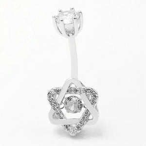 925 Silver Star Of David Zircon Navel Piercing Belly Button Ring