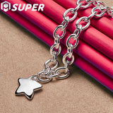925 Silver Star Pendant Necklace 18-Inch Chain Wedding Jewelry