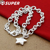 925 Silver Star Pendant Necklace 18-Inch Chain Wedding Jewelry