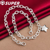 925 Silver Star Pendant Necklace 18-Inch Chain Wedding Jewelry
